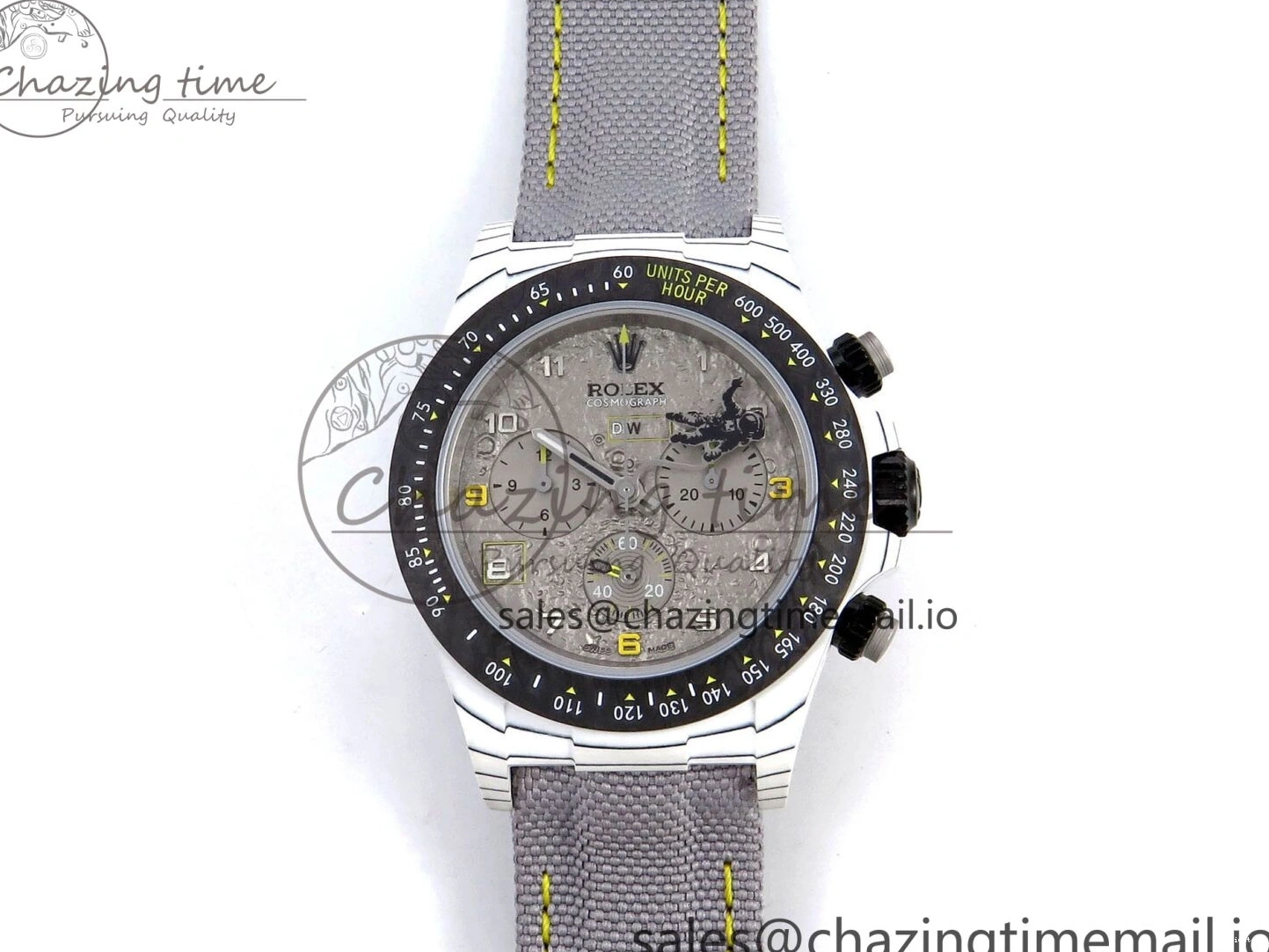 Clone Gray Gray Dial Space DIW Daytona Nylon Mission Textured Strap A4130 on 0228